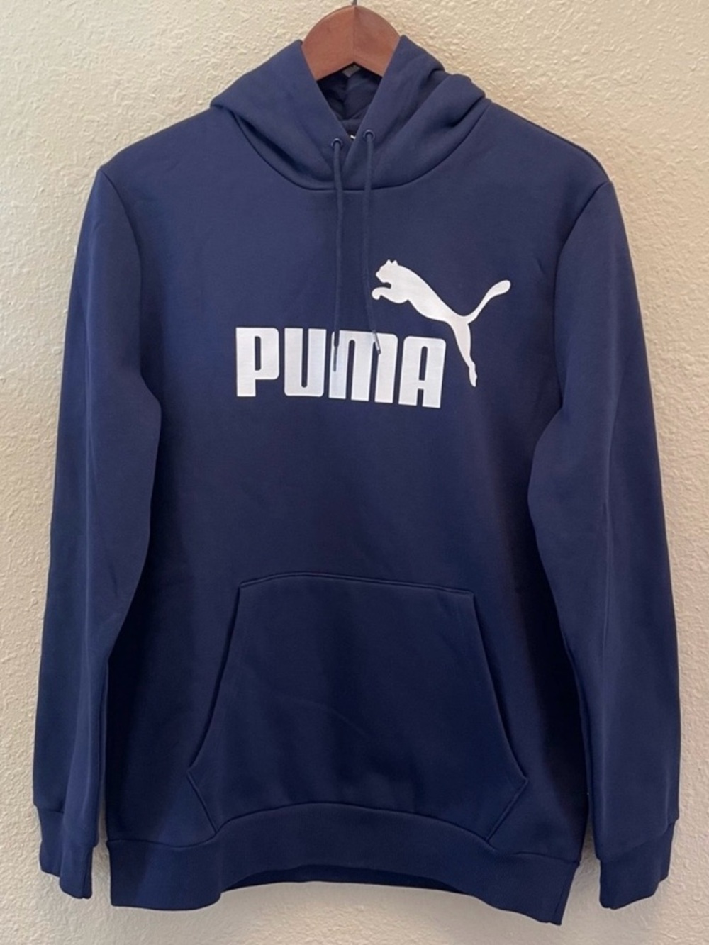 PUMA Essential NWT Men's Peacoat Navy Big Logo Adjustable Hoodie Sweatshirt M